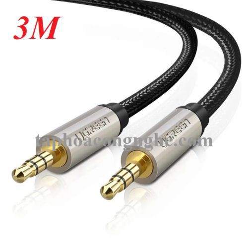 Ugreen 40782 3M màu Đen Cáp âm thanh 2 đầu 3.5mm dương đầu bọc kim loại cao cấp AV125 30040782